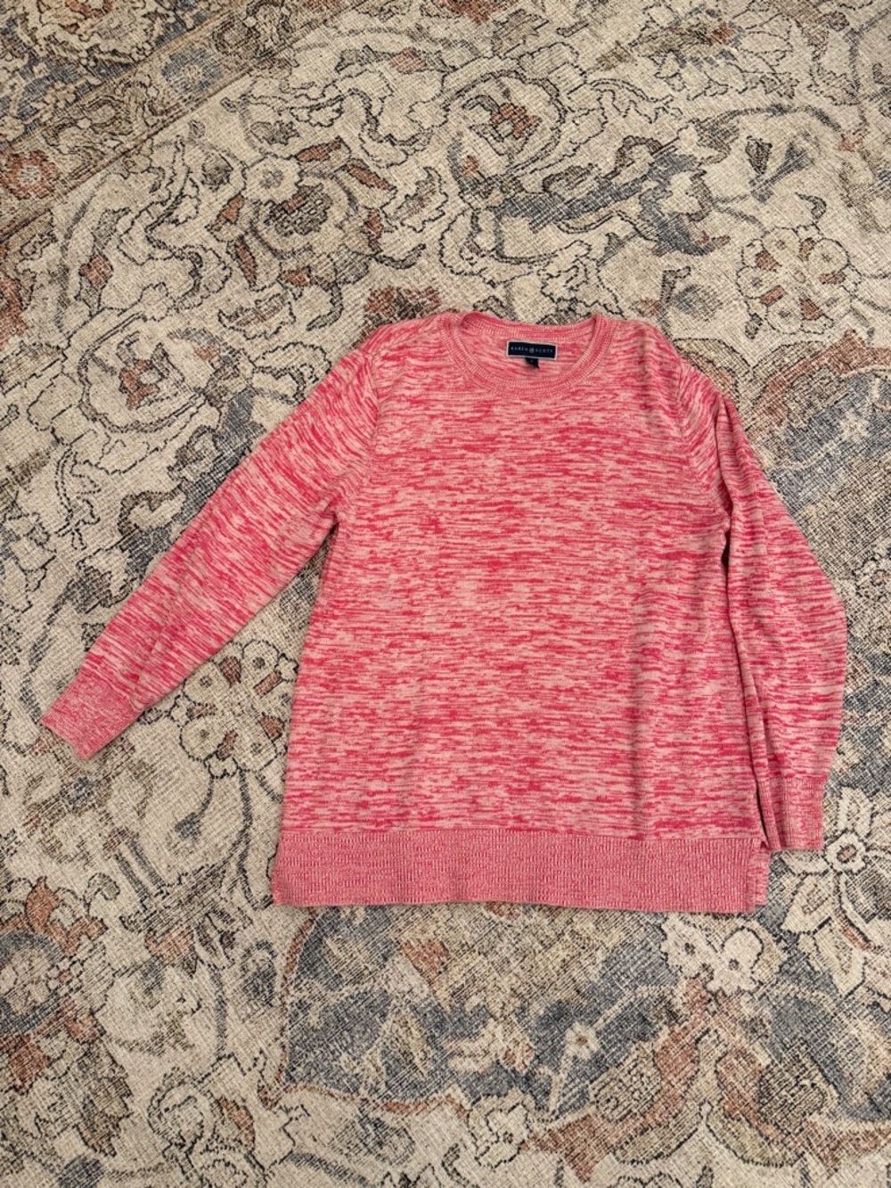 Karen Scott Pink Marled Crewneck Sweater 100% Cotton